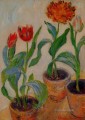Three Pots of Tulips Claude Monet Impressionism Flowers